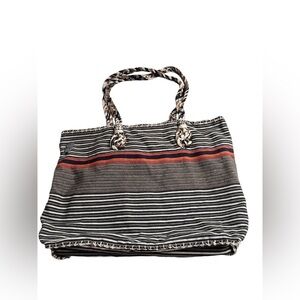 Denim & Supply Ralph Lauren Cotton Stripes Tote Shoulder Bag Braided Handles